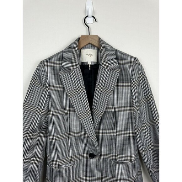 MAJE Blazer Vicar Checked Jacquard Blazer Jacket Medium - Picture 5 of 13
